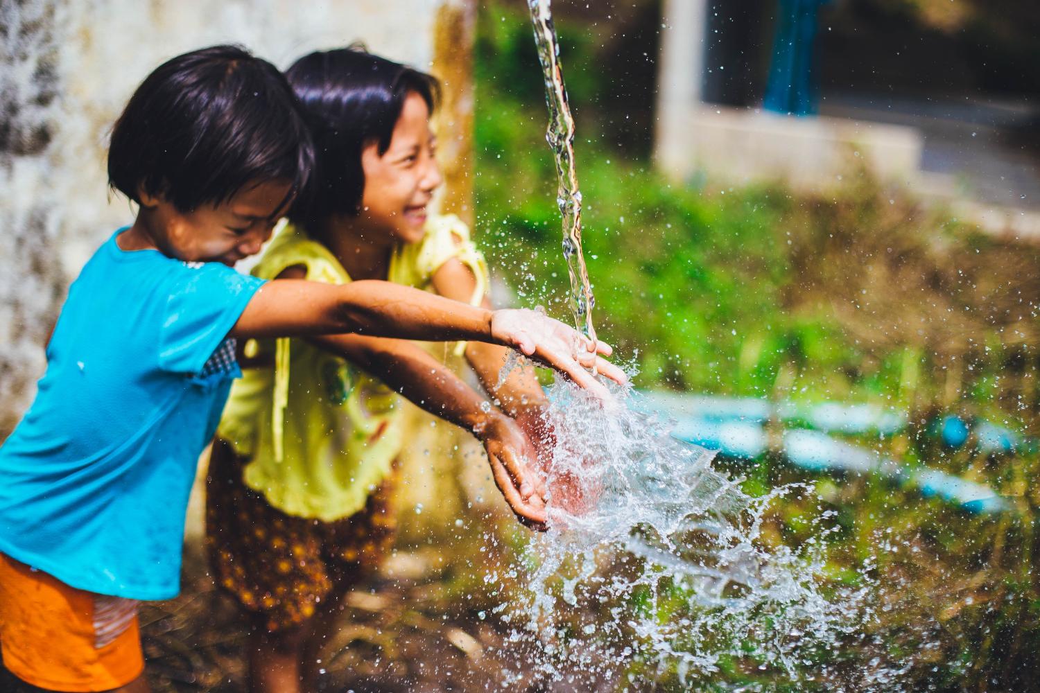 children playing in water